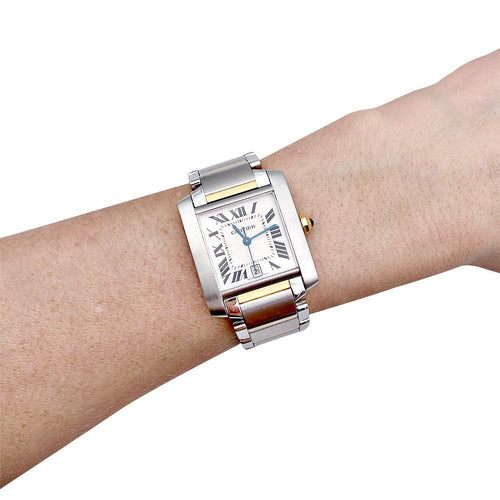 Montre Montre Cartier, "Tank Française", acier et or. 58 Facettes 32095
