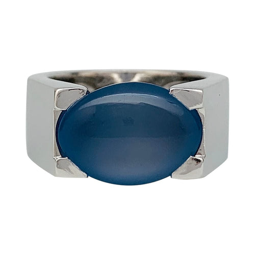Bague 53 Bague Cartier, "Tankissime", or blanc, calcédoine bleue. 58 Facettes 31792