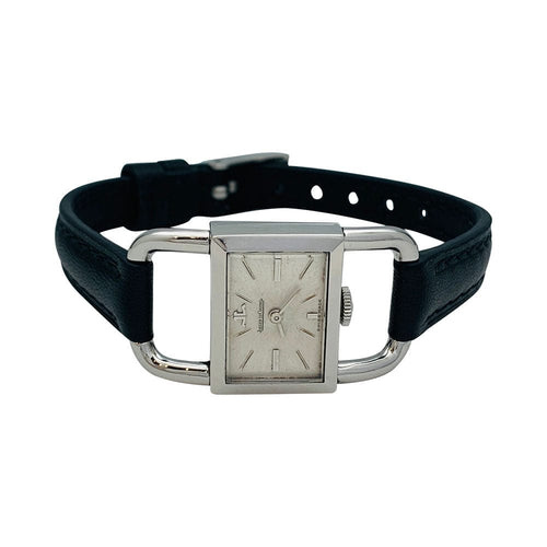 Montre Montre Jaeger Lecoultre & Hermès, modèle "Etrier" en acier, bracelet cuir. 58 Facettes 31519