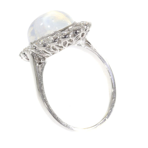 Bague 55 Bague en platine, diamant & pierre de lune 58 Facettes 19312-0202