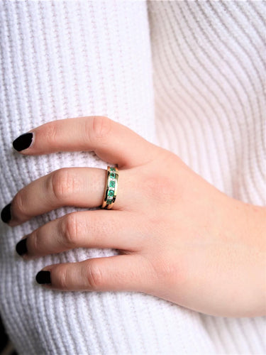 Bague 53 Bague Alliance Or jaune Emeraude 58 Facettes 2024143CN