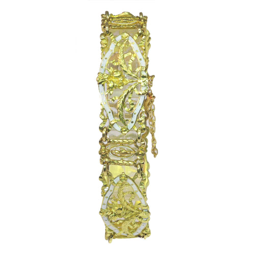 Bracelet Bracelet vintage or émail blanc attribué à Lucien Gautrait 58 Facettes 23086-0159
