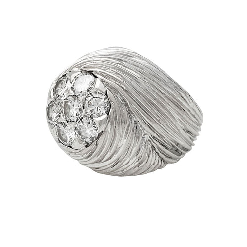 Bague 46 Bague dôme en or, platine et diamants. 58 Facettes 30943