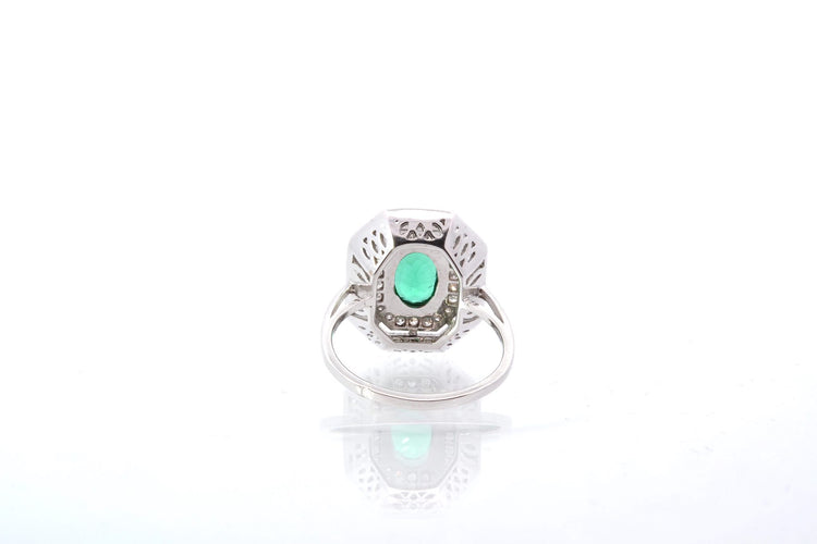 Bague 53 Bague Or blanc Emeraude Diamants 58 Facettes 25338