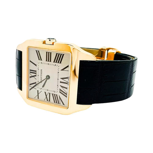 Montre Montre Cartier, "Santos-Dumont", or rose, cuir. 58 Facettes 32064