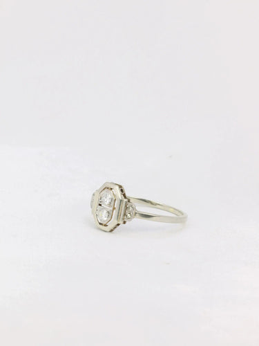 Bague 58 Bague Art-Déco Or blanc Platine Diamants 58 Facettes J169