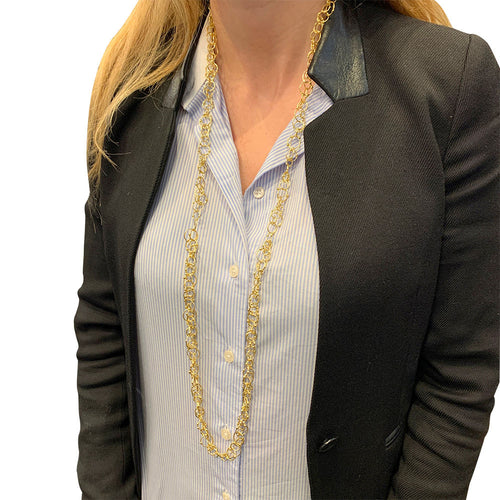 Collier Sautoir maille jaseron or jaune. 58 Facettes 31286