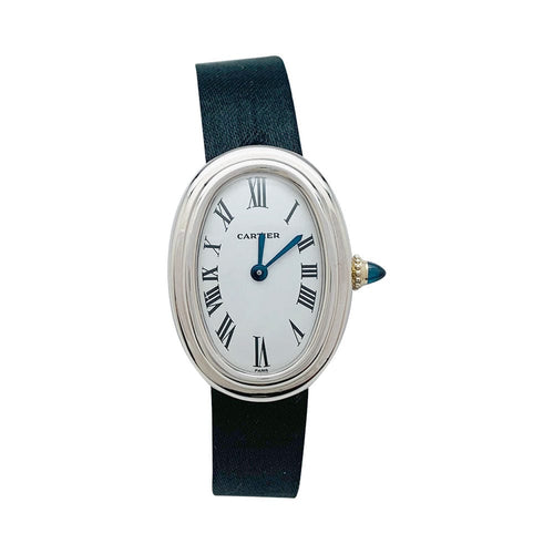 Montre Montre Cartier modèle "Baignoire" en or blanc sur cuir. 58 Facettes 31175