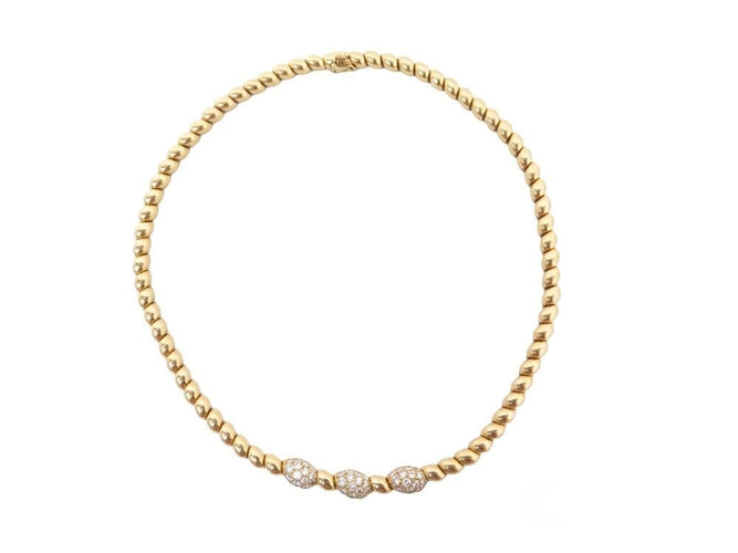 Collier collier ras du cou VAN CLEEF & ARPELS or jaune 18k 50gr diamants 1.6ct 58 Facettes 253437