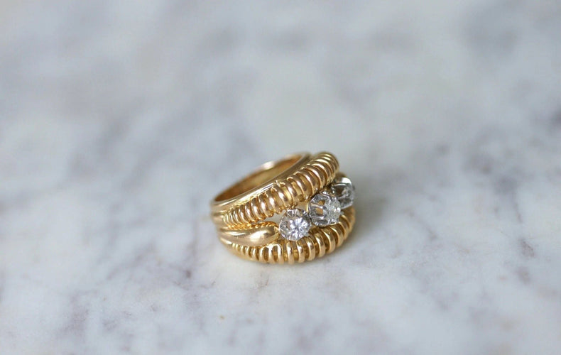 Bague Bague fil vintage or rose diamants 58 Facettes