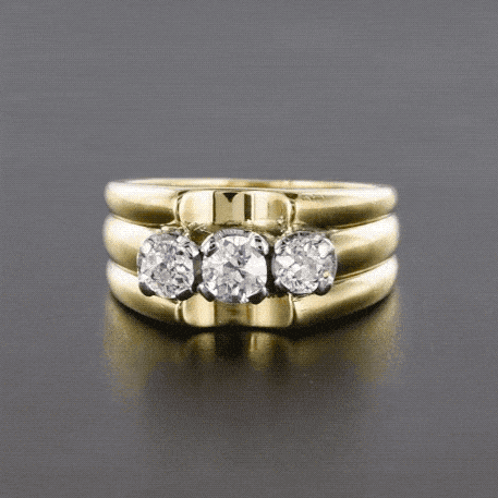 Bague 51 Bague tank or jaune 3 diamants 58 Facettes 20-153-54