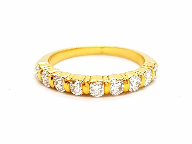 Bague 56 Bague Demie alliance Or jaune Diamant 58 Facettes 06359CD