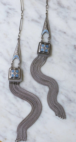 Collier Sautoir cravate argent et émail, Art Déco 58 Facettes