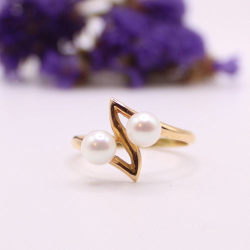 Bague Bague Toi et Moi or jaune 18k et perles de culture 58 Facettes
