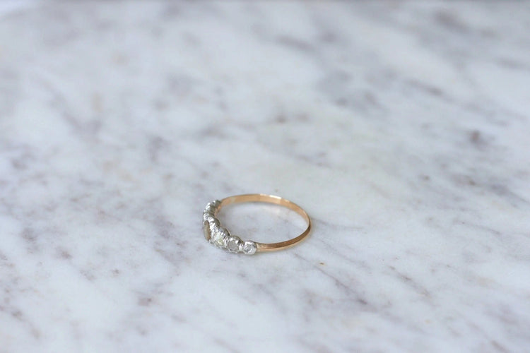 Bague Bague jarretière or rose, argent et diamants 58 Facettes
