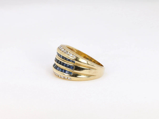 Bague Bague vintage en or, saphirs et diamants 58 Facettes 610