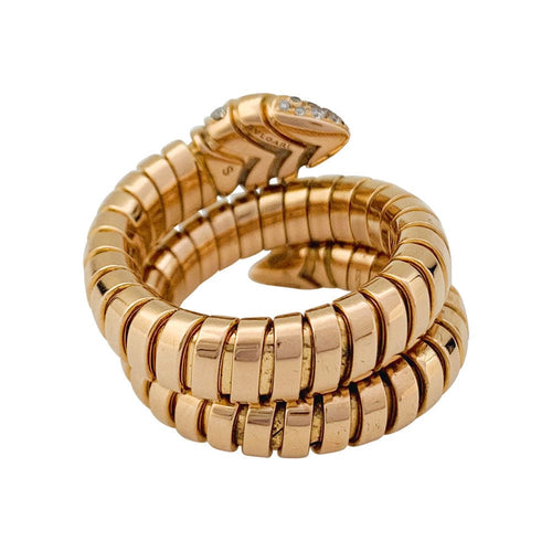 Bague 52 Bague Bulgari, modèle "Serpenti, en or rose et diamants. 58 Facettes 31577