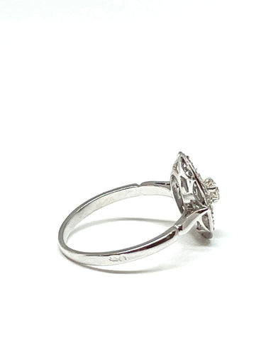 Bague Bague ancienne plateau ovale diamants 58 Facettes