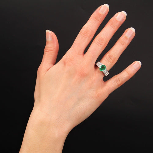 Bague 56 Bague émeraude diamants or blanc 58 Facettes 21-829
