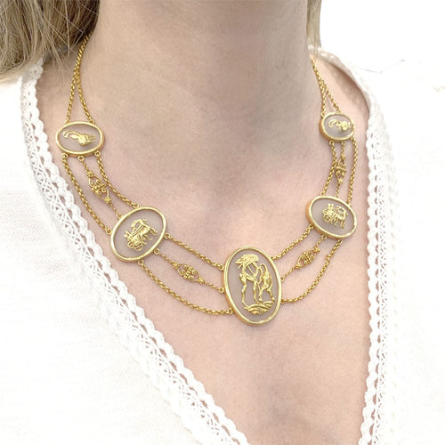 Collier Collier vintage Lalaounis, "The Shield of Achilles", or jaune, cristal de roche. 58 Facettes 33368