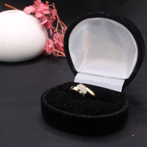 Bague 54 Bague Or jaune trilogie de Diamants 58 Facettes