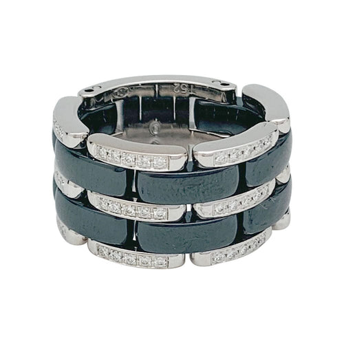 Bague 52 Bague Chanel, modèle "Ultra", en or blanc, céramique noire et diamants. 58 Facettes 31664