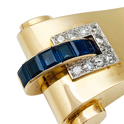 Clip Clip Boucheron en or platine, diamants et saphirs. 58 Facettes 30762