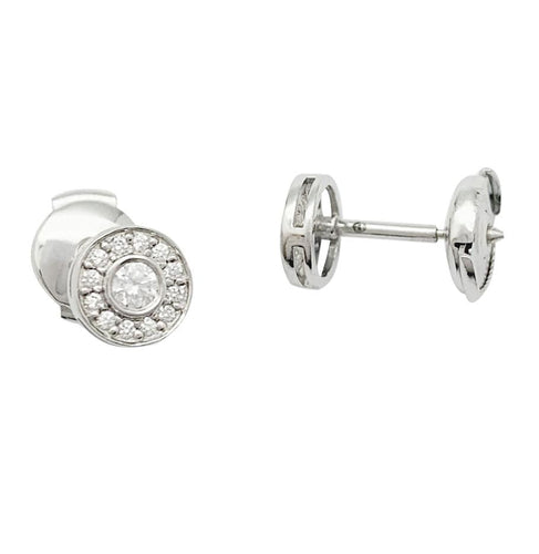 Boucles d'oreilles Puces Tiffany & Co., "Mini Circlet", platine et diamants. 58 Facettes 31870