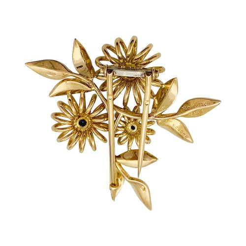 Broche Broche Boucheron "Fleurs" en or rose et saphirs. 58 Facettes 31646