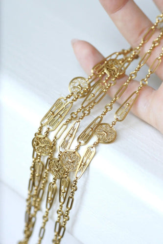 Collier Sautoir chaine ancienne, or jaune 58 Facettes