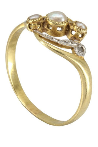 Bague 61 BAGUE PERLES ET DIAMANTS ART NOUVEAU 58 Facettes 049661