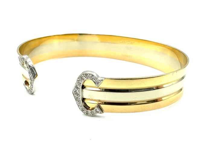 Bracelet CARTIER. Collection Double C, bracelet 3ors et diamants (full set) 58 Facettes