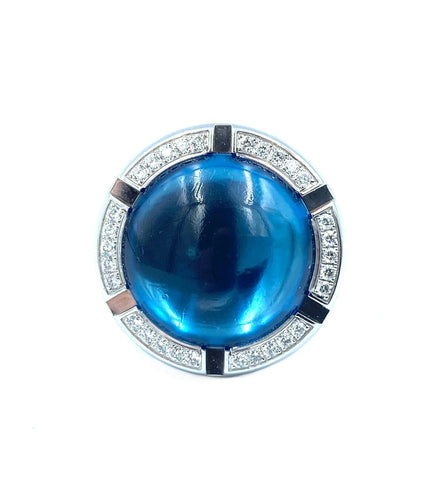 Bague Bague CHAUMET en or blanc, topaze et diamants 58 Facettes