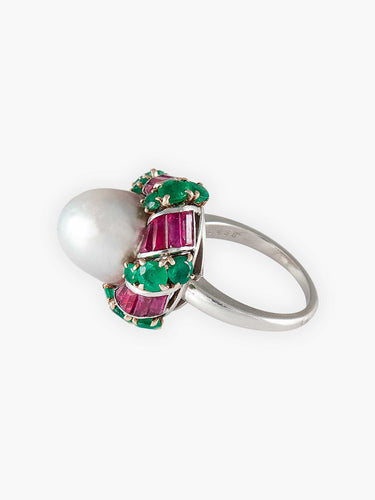 Bague Bague Mauboussin Perle fine, émeraude et rubis 58 Facettes HS2581