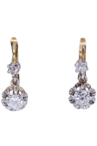 Boucles d'oreilles DORMEUSES DIAMANTS ART-NOUVEAU 58 Facettes 081691