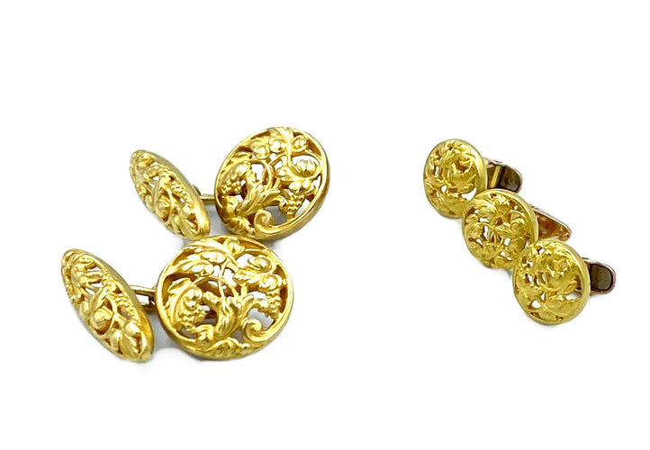 Boutons de manchette Boutons de manchette Art Nouveau or jaune 58 Facettes