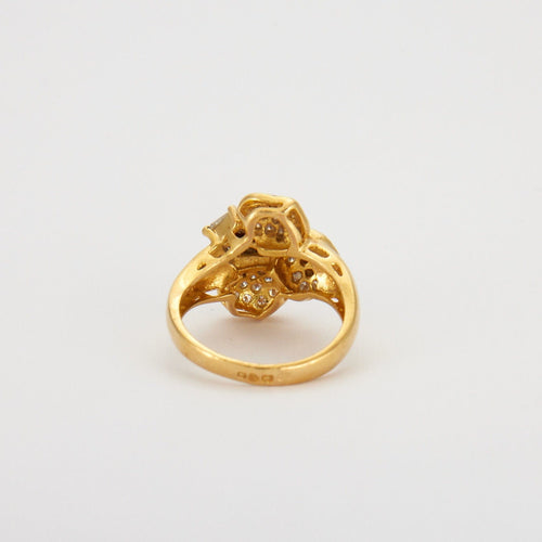 Bague 51 Bague fleur or jaune, diamants 58 Facettes HS20988