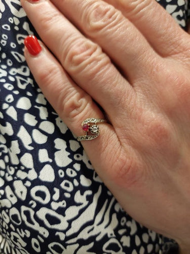 Bague 50 Bague "Toi & Moi" 2 Ors Rubis Diamants 58 Facettes 082451