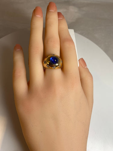 Bague 53 Bague en Or jaune & saphir cabochon 58 Facettes