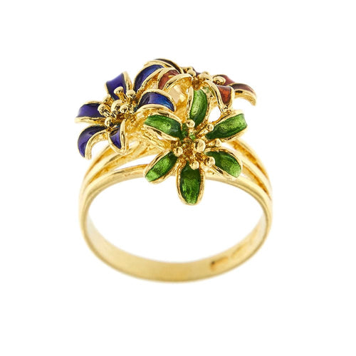 Bague 49 Bague fleurs émaillées 58 Facettes 32423