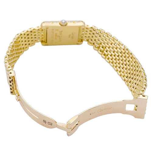 Montre Montre Cartier Tank Louis Cartier, or jaune et diamants. 58 Facettes 32195