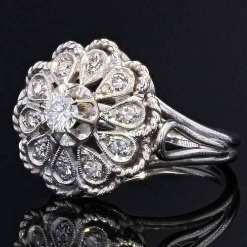 Bague 51 Bague vintage or blanc diamants 58 Facettes 21-710