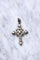 Pendentif Croix ancienne en argent, émail, et pierres du Rhin 58 Facettes