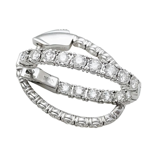 Boucles d'oreilles Créoles ovales or blanc, diamants. 58 Facettes 31003