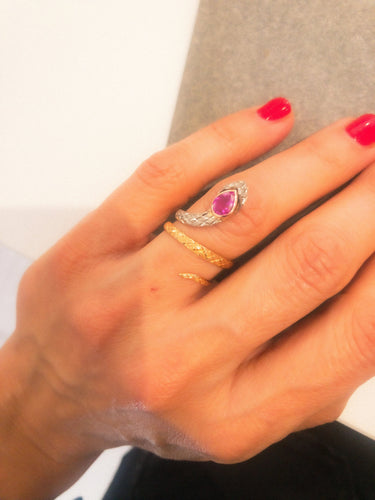 Bague Bague serpent bi-colore ornée d'un rubis 58 Facettes 0