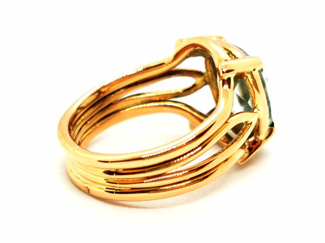Bague 52 Bague Or jaune Aigue marine 58 Facettes 1649211CN