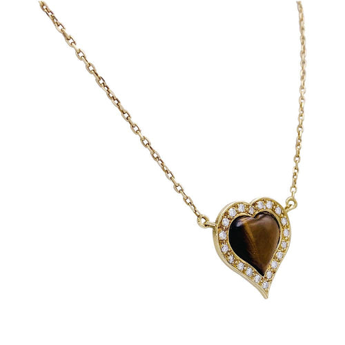 Collier Collier, "Coeur", or jaune, oeil de tigre, diamants. 58 Facettes 32611
