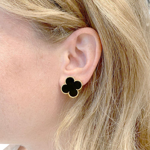 Boucles d'oreilles Boucles d'oreilles Van Cleef & Arpels, "Magic Alhambra", or jaune, onyx. 58 Facettes 31673