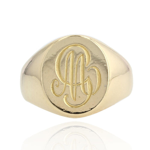 Bague 56 Chevalière or jaune initiales 58 Facettes 21-694