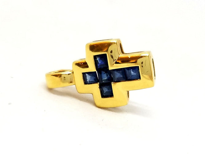 Pendentif Pendentif Croix Or jaune Saphir 58 Facettes 06569CD